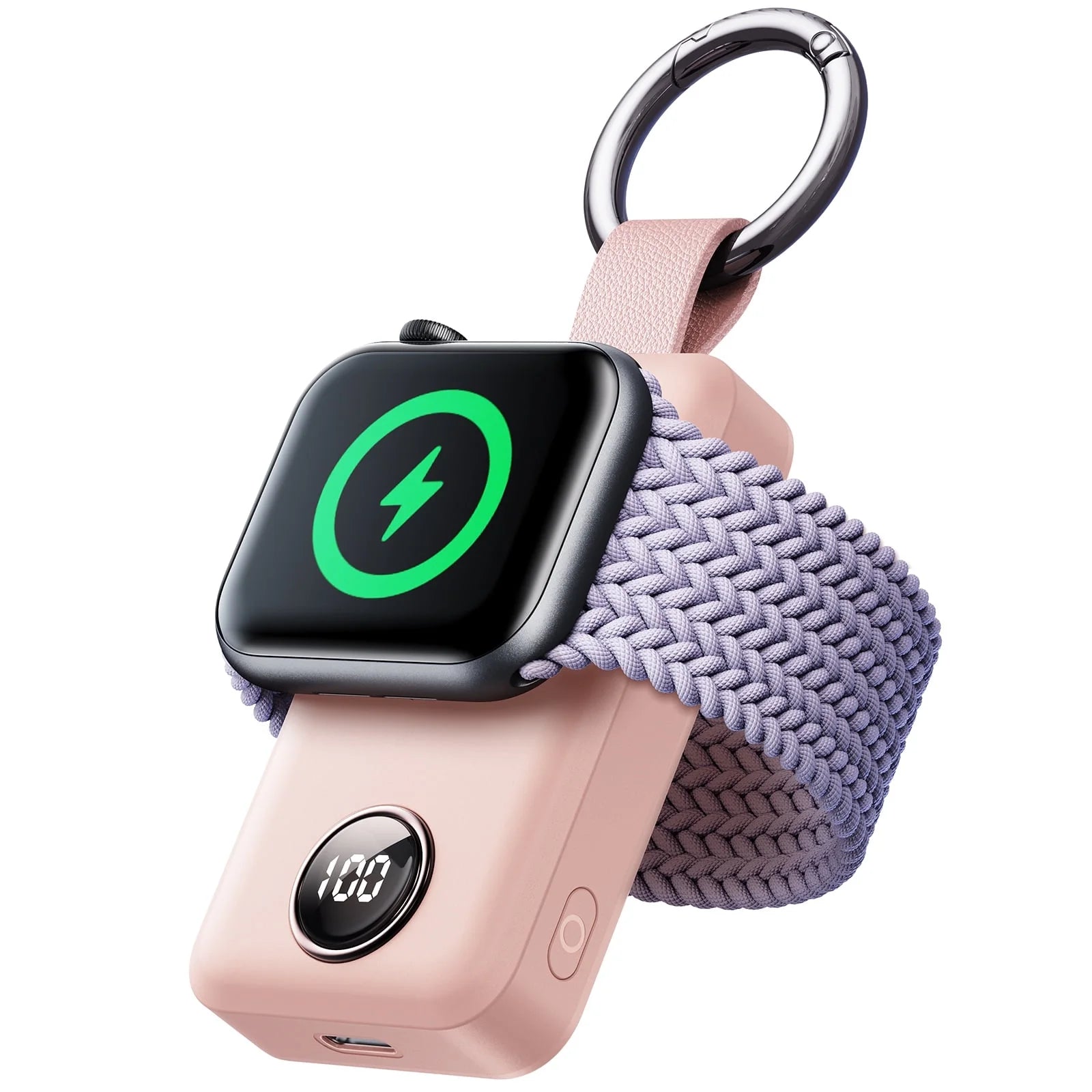 Portable Charger for Apple Watch, 2000Mah Magnetic Wireless Power Bank Fast Charger Keychain, Compatible for Iwatch Series 11/10/9/8/7/6/5/Se/4/3/2/Ultra, Pink